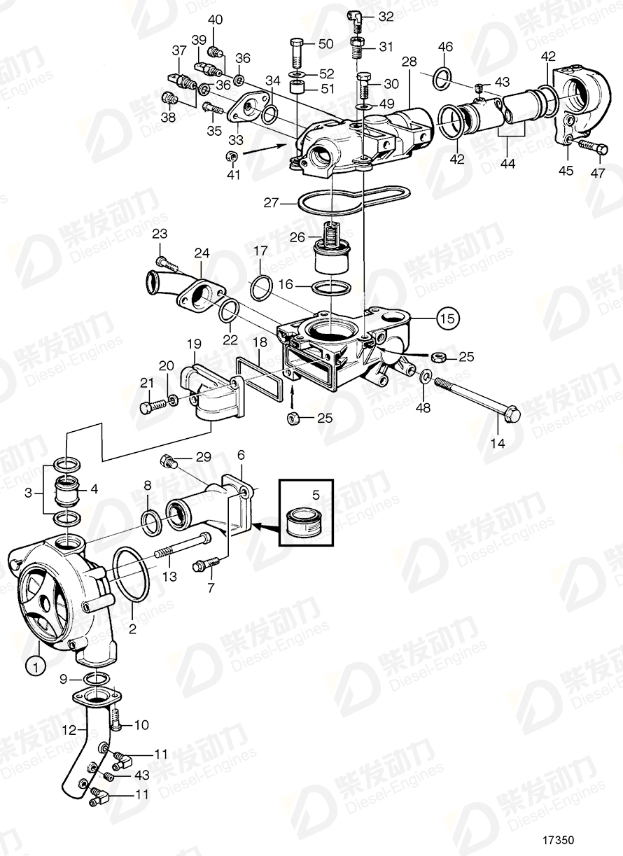 volvo penta Coolant pipe 3827700 Drawing volvo penta Coolant pipe 3827700 Drawing